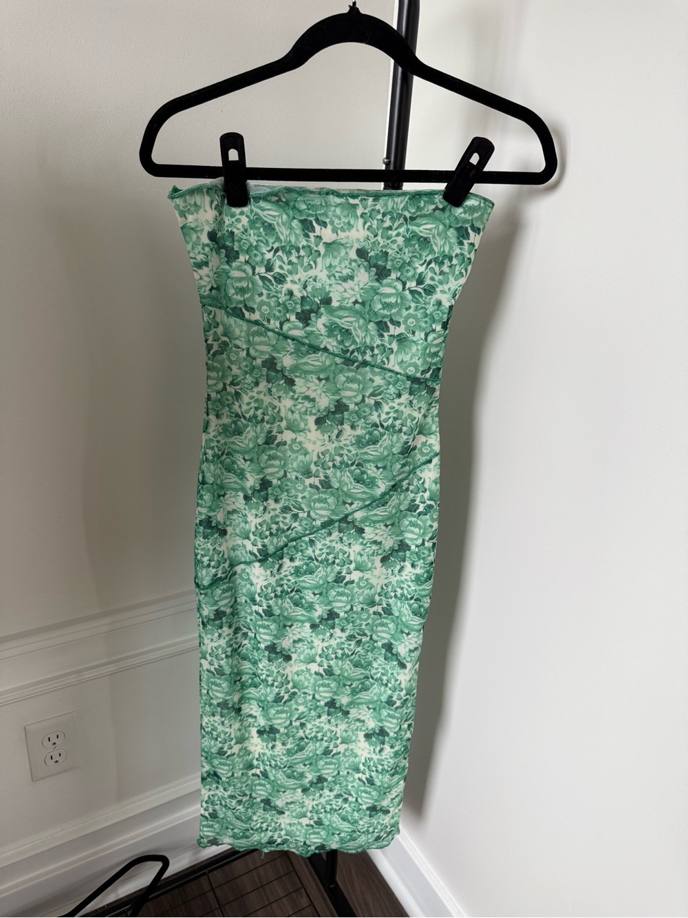 Showpo Green Floral Strapless Midi Dress
